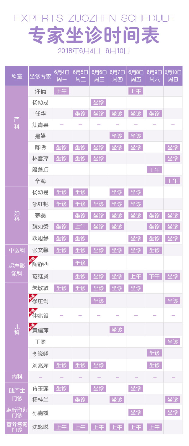 【详情点击】本周百佳专家坐诊表来啦